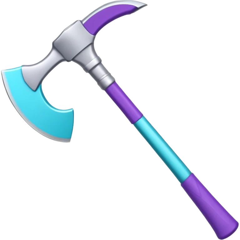 Axe with purple handle with silver blade with cyan edge emoji