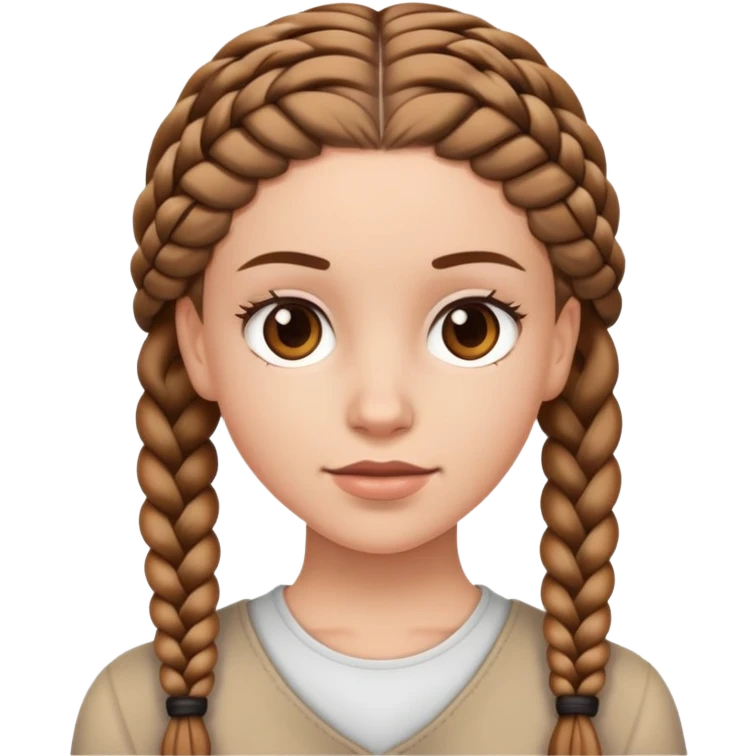 White girl, brown braids emoji