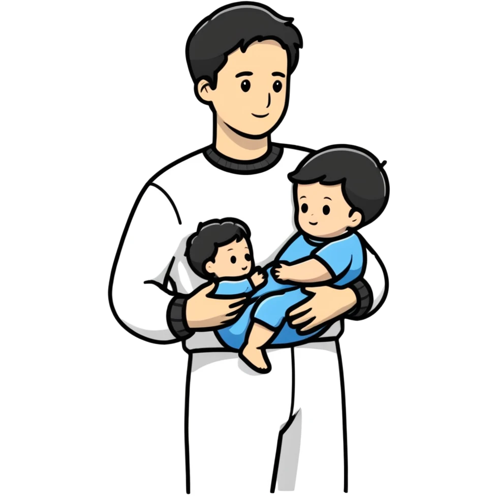 White man holding a child, parent and child emoji