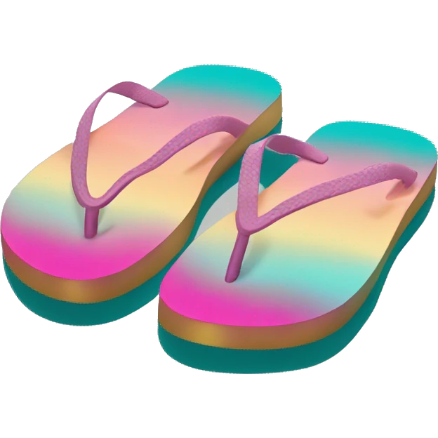Realistic teal pink and gold ombre flip flop. emoji