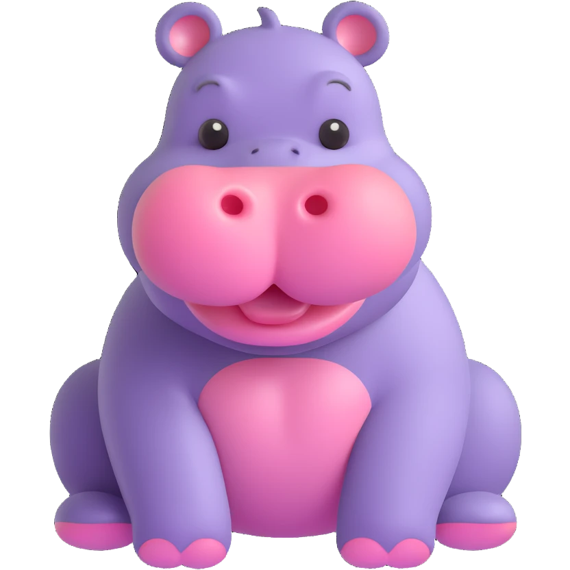 baby hippopotamus, 3D emoji style, soft shading, lively and expressive, suitable for app icon emoji
