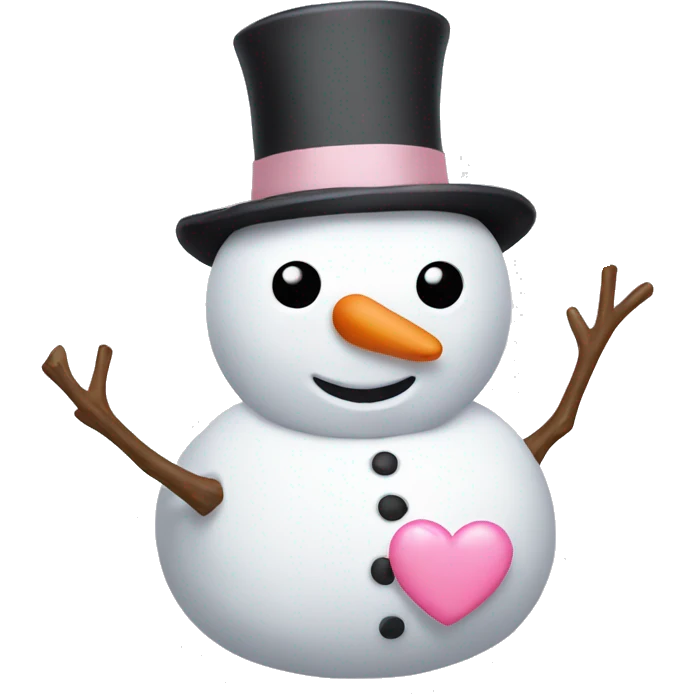 Snowman with light pink heart eyes emoji