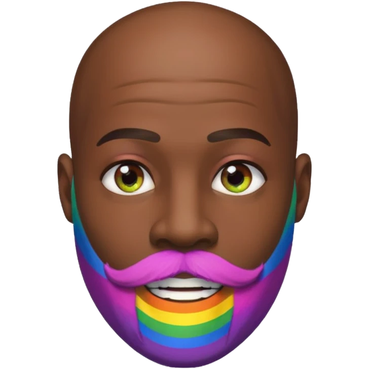   Gay African Man with rainbow skin with beard and bald head  emoji