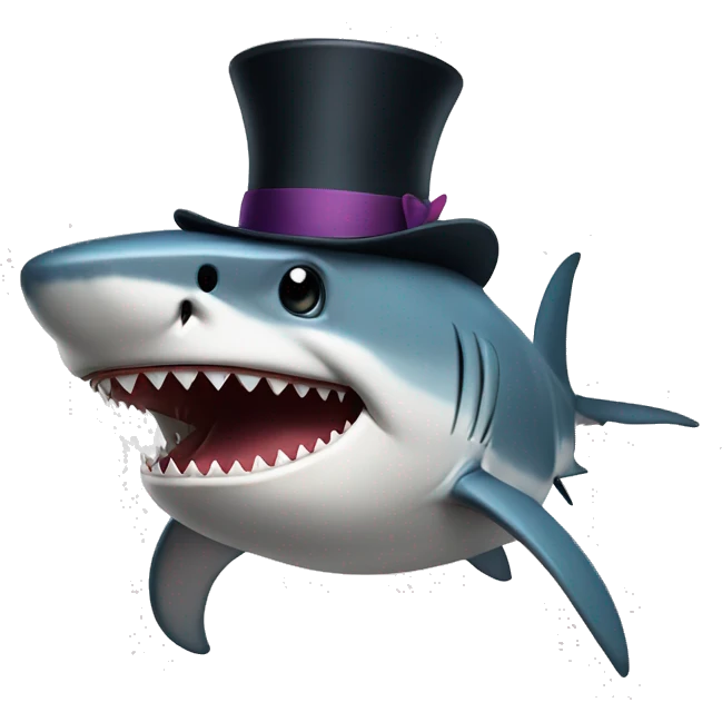 Shark with a top hat emoji