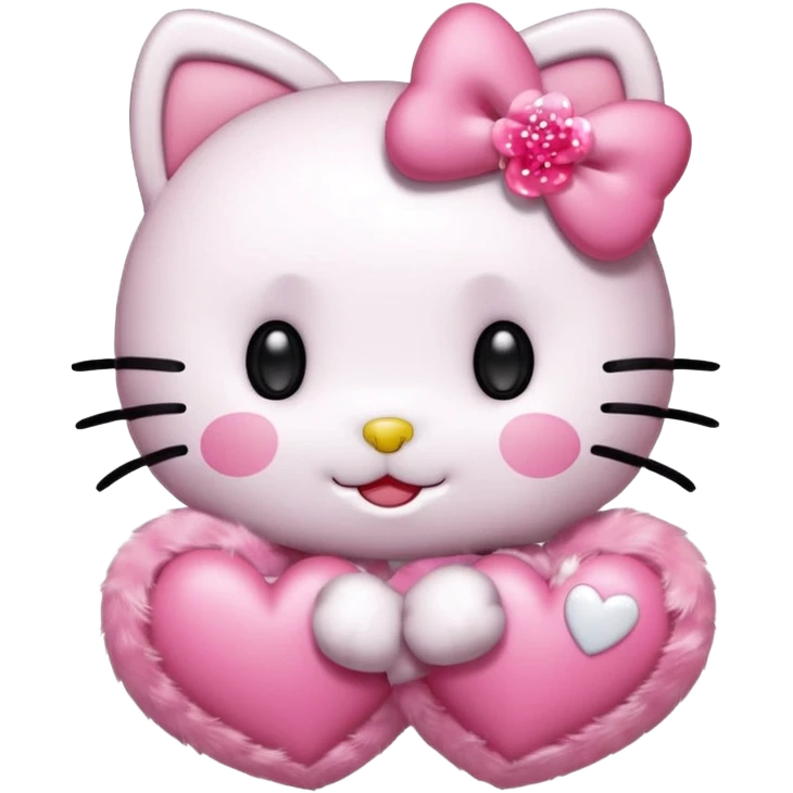 Cute hello kitty with hearts emoji