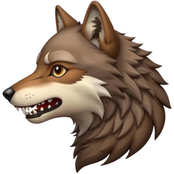 Wolf with teeth and a side profile of it emoji