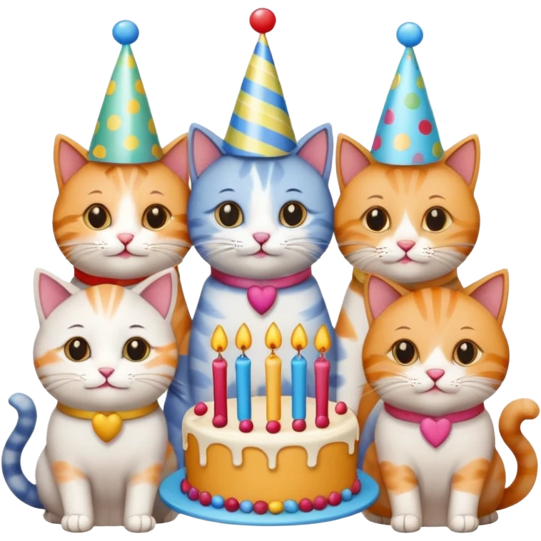12 cats at a birthday party emoji