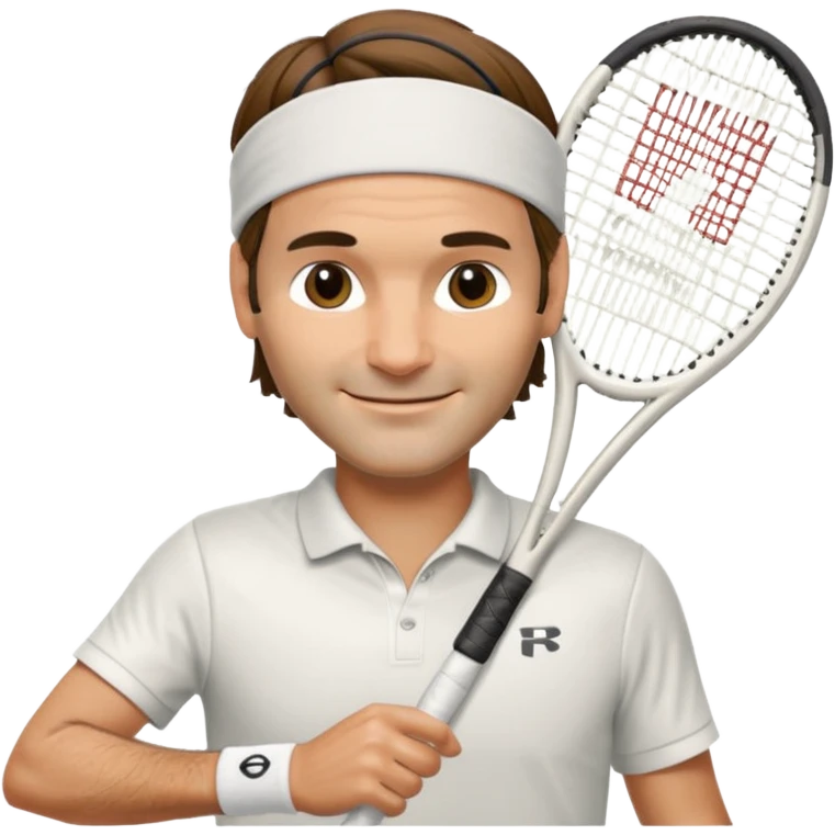 roger federer with head band and tennis racket emoji