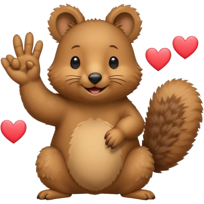 Cute quokka saying ok with hearts emoji