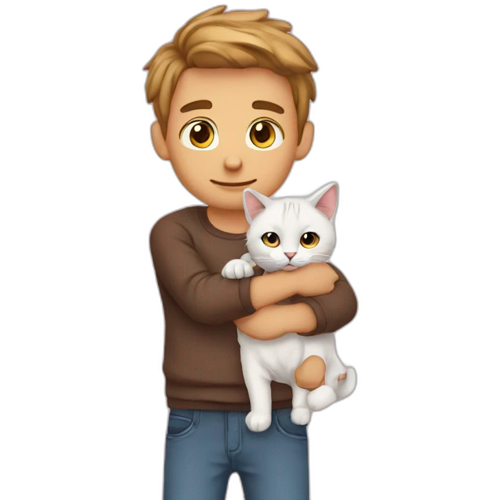 Jeune homme avec son Chaton mignon emoji