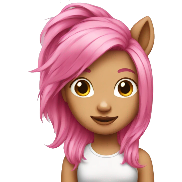 Girl with pink hairs pony emoji