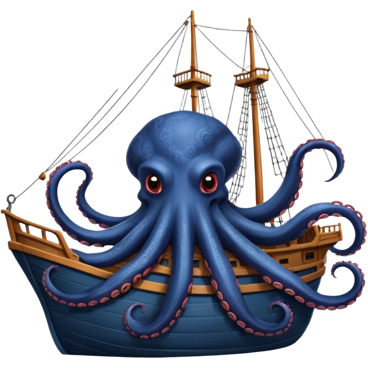 Kraken – Giant octopus with tentacles wrapping a ship emoji
