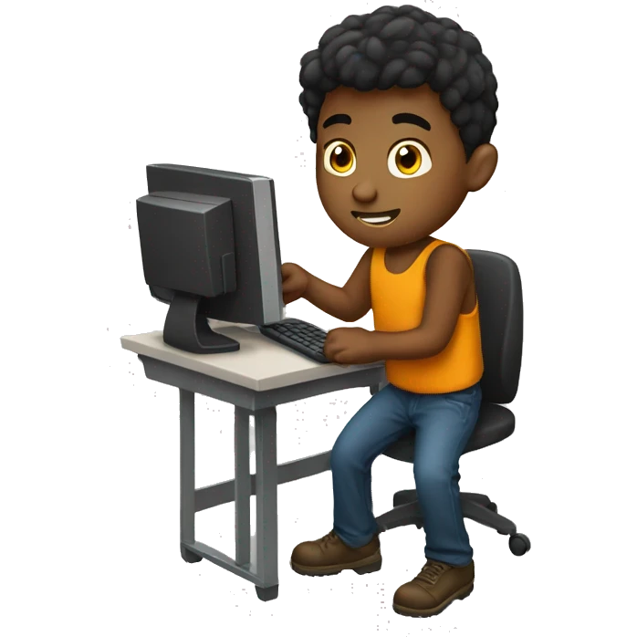a boy working at the computer full body emoji