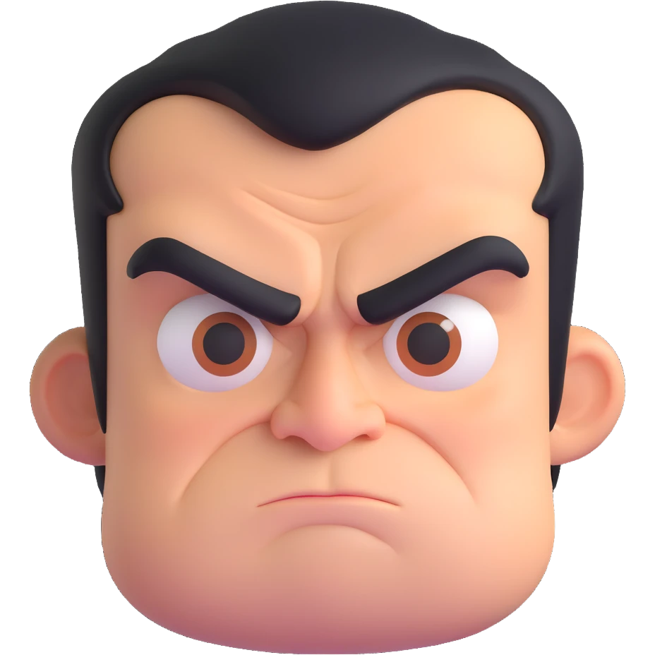 Grumpy bitter person scowling with furrowed brows emoji