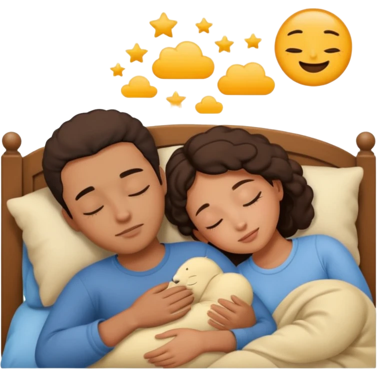 Couple sleeping biracial emoji