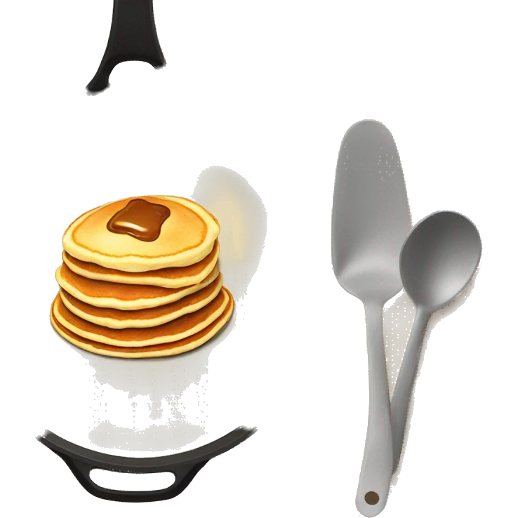 Pancakes in a frying pan and on a plate emoji