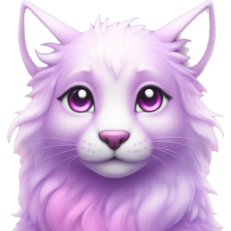 Kawaii colorful bright light pastel lilac-pink-white-gradient fantasy ethereal anthro fursona animal creature emoji