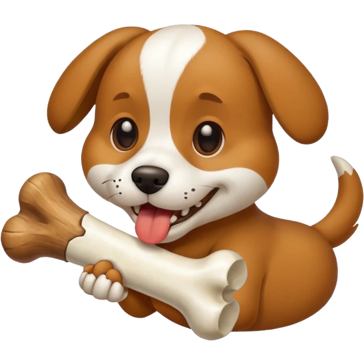 Dog biting a bone emoji