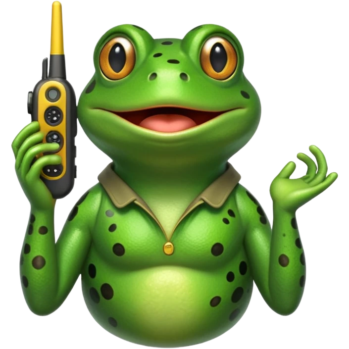 Frog using a walkie talkie emoji