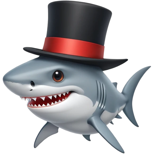 shark wearing a top hat emoji