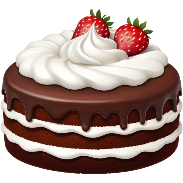 chocolate cake with whipped cream and strawberries emoji