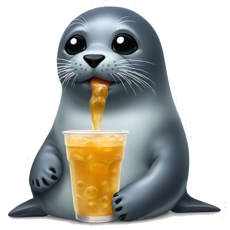 seal drinking boba emoji