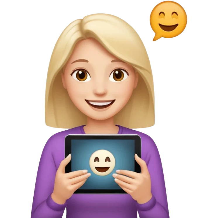 Woman watching movie on tablet emoji