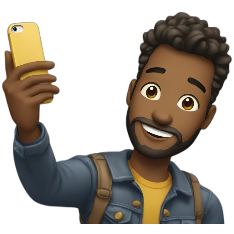 Man take a selfie with iPhone 15 emoji