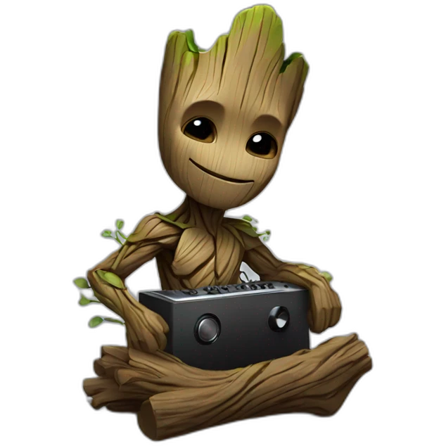 Groot listening to music emoji