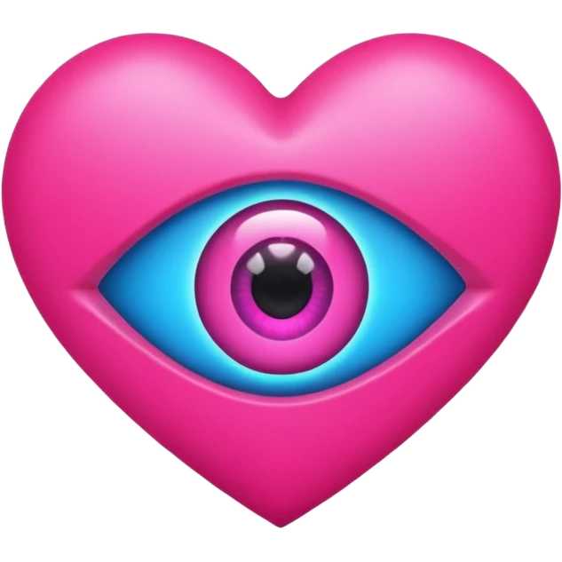 A neon heart with a eye in the center emoji
