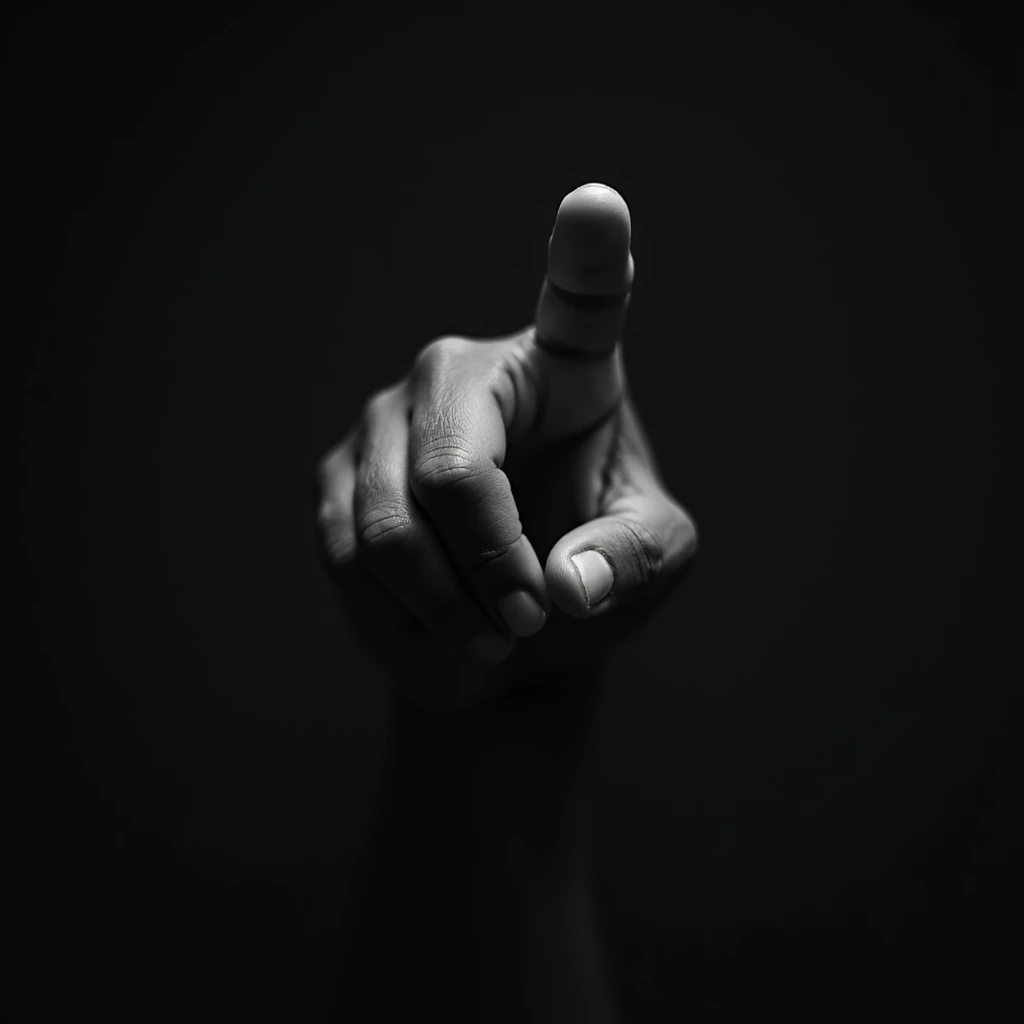 black hand pointing finger, realistic style emoji