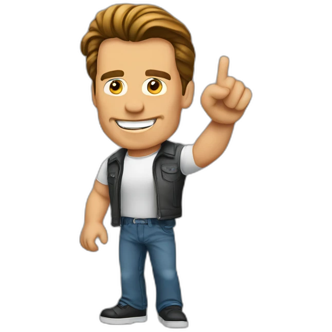 Schwarzenegger waving emoji