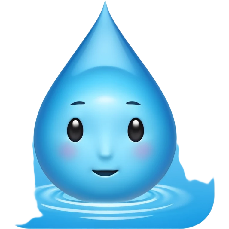 A single water droplet emoji, iPhone emoji style, glossy and smooth, cartoonish, vibrant sky blue color, no face, high detail, simple and cute design, isolated on white background, centered composition


 emoji