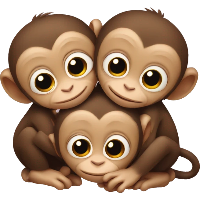 three baby monkeys hugging  emoji
