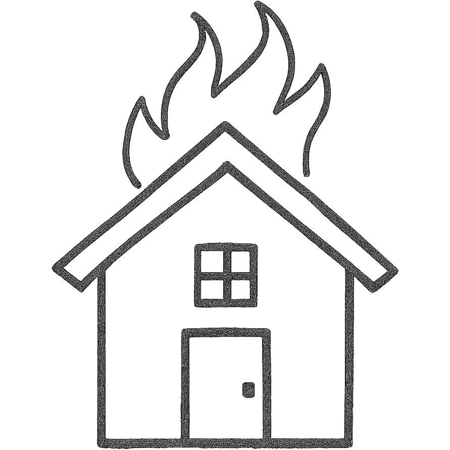 a house on fire, hand drawn sketch emoji