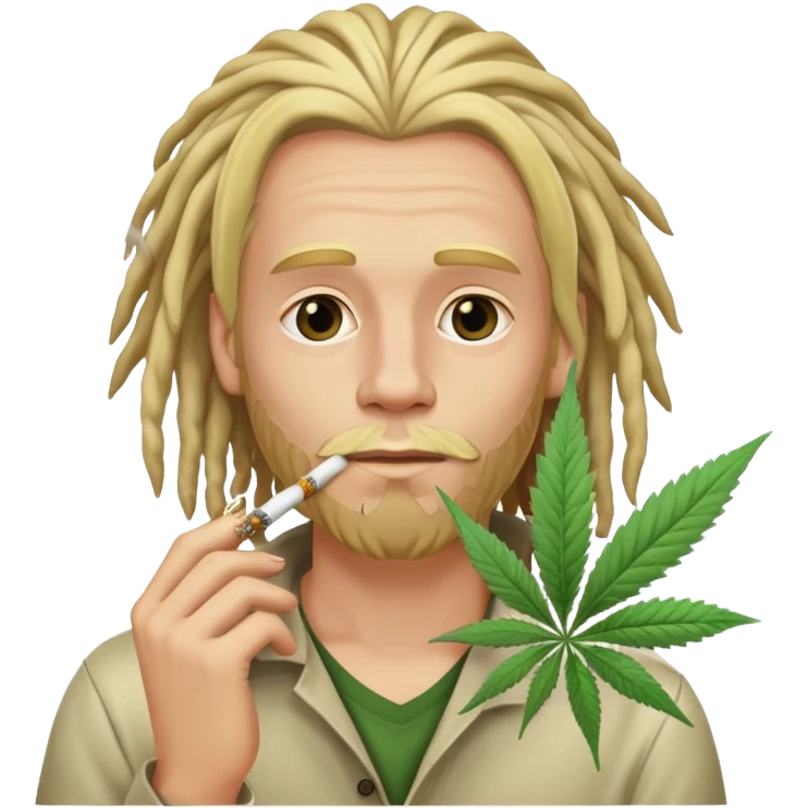 a blond man with dreadlocks and a light beard smokes a joint of marijuana emoji
