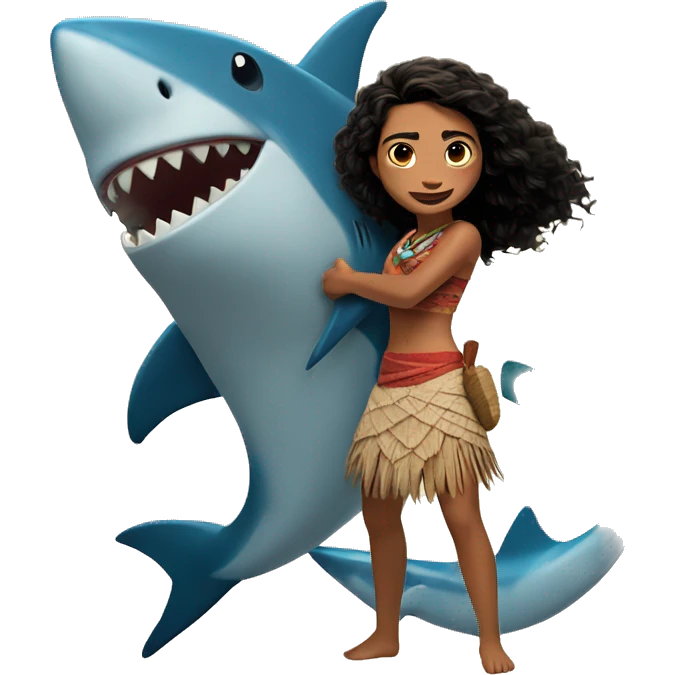 Moana with shark head emoji