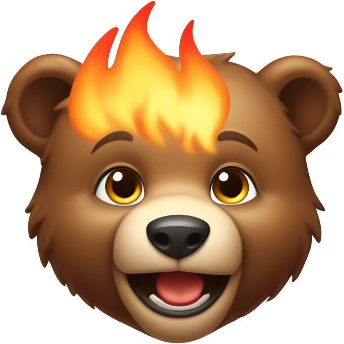 Cub bear playing with fire emoji