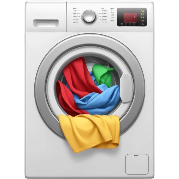 
washing machine mid-cycle with clothes tumbling inside emoji