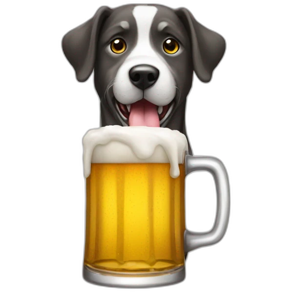 Un chien qui boit de la bière emoji
