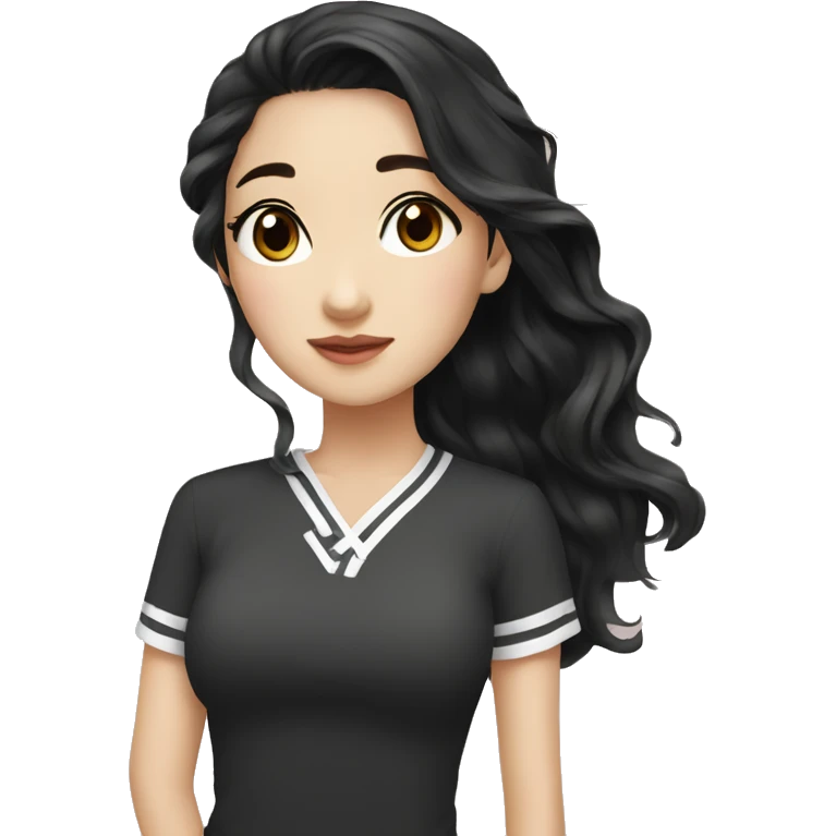 Beautiful girl,Black hair,wavy hair，long hair,Black eyes,Chinese emoji