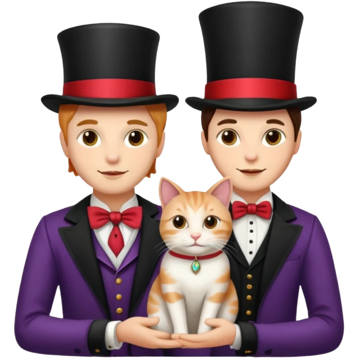 magician couple and their pet cat emoji
