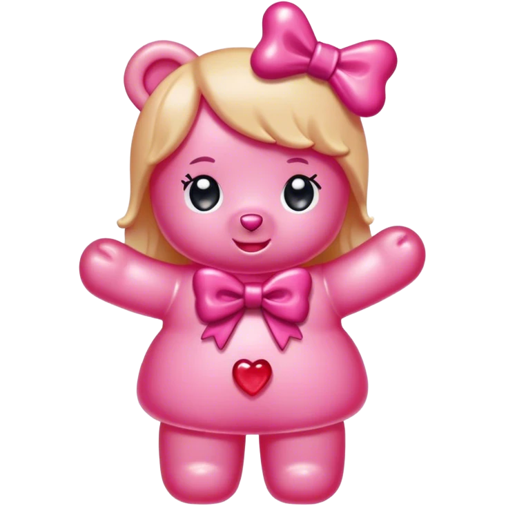 pink girl gummy bear with bow emoji