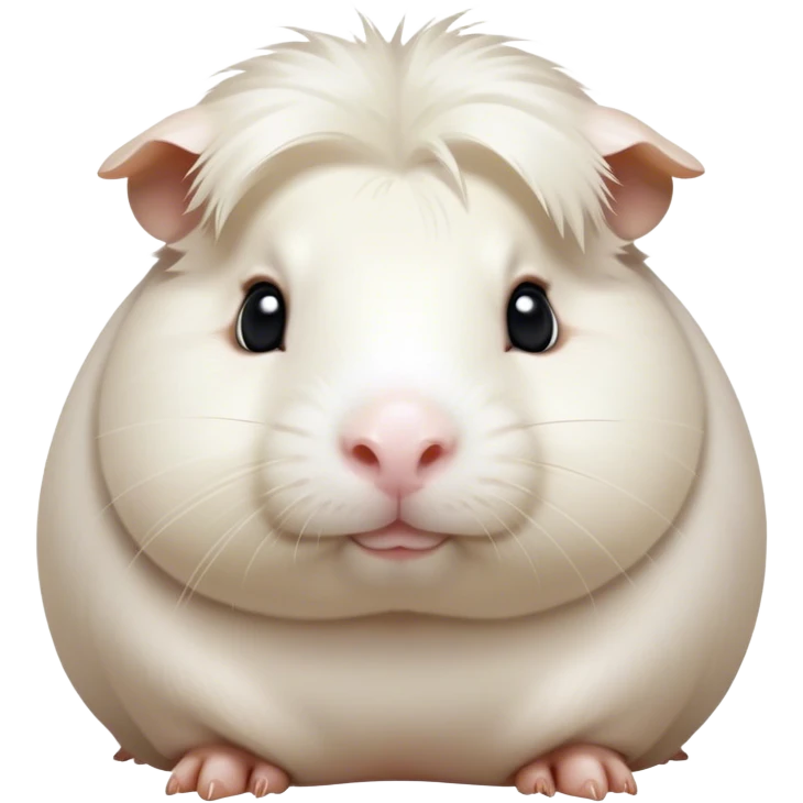 Cinematic Noble White Guinea Pig Portrait Emoji, Poised and regal, with a compact, chubby build and a pristine, well-groomed pure white fur, deep-set soulful dark eyes, Simplified yet sharp and sophisticated features, highly detailed, glowing with a soft, dignified glow, high shine, intelligent and sweet, stylized with an air of gentle purity, focused and attentive, soft glowing outline, capturing the essence of a watchful and confident little companion, so majestic it feels as though it could scurry out of the screen with effortless authority! emoji