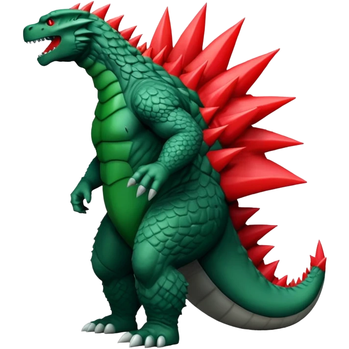 Make a red Godzilla with green spikes emoji