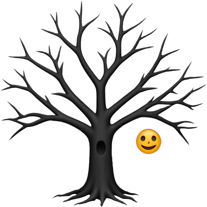  black dead tree silhouette, leafless, dark minimal style, simple emoji, centered, no background emoji