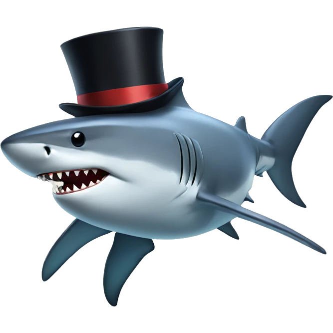 Shark with a top hat emoji