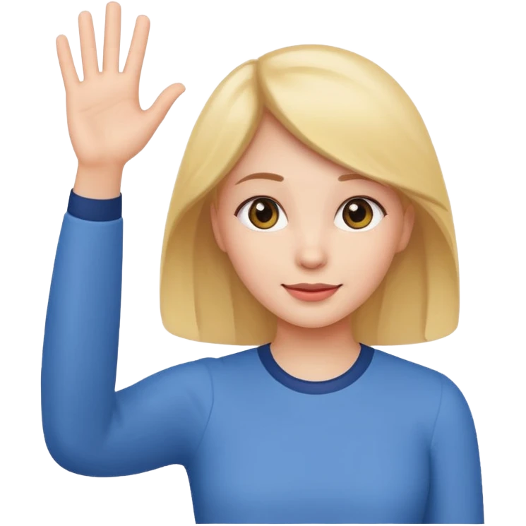 cute young woman waving hand, Slack emoji style emoji
