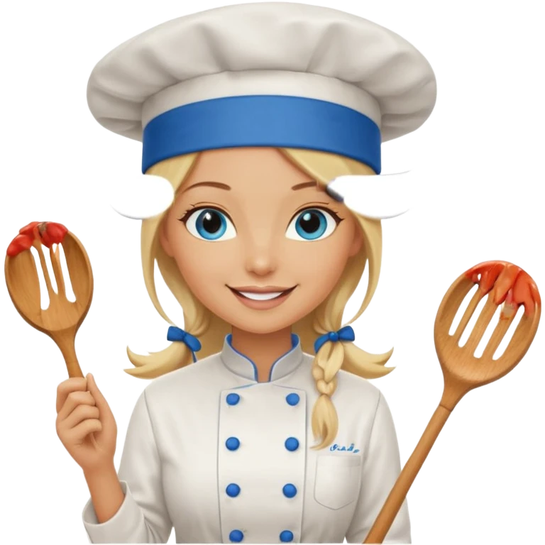 Sexy Long Blonde hair blue eyed female chef emoji