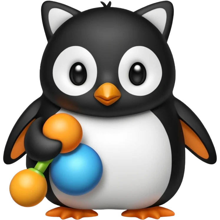 penguin with a cat toy emoji
